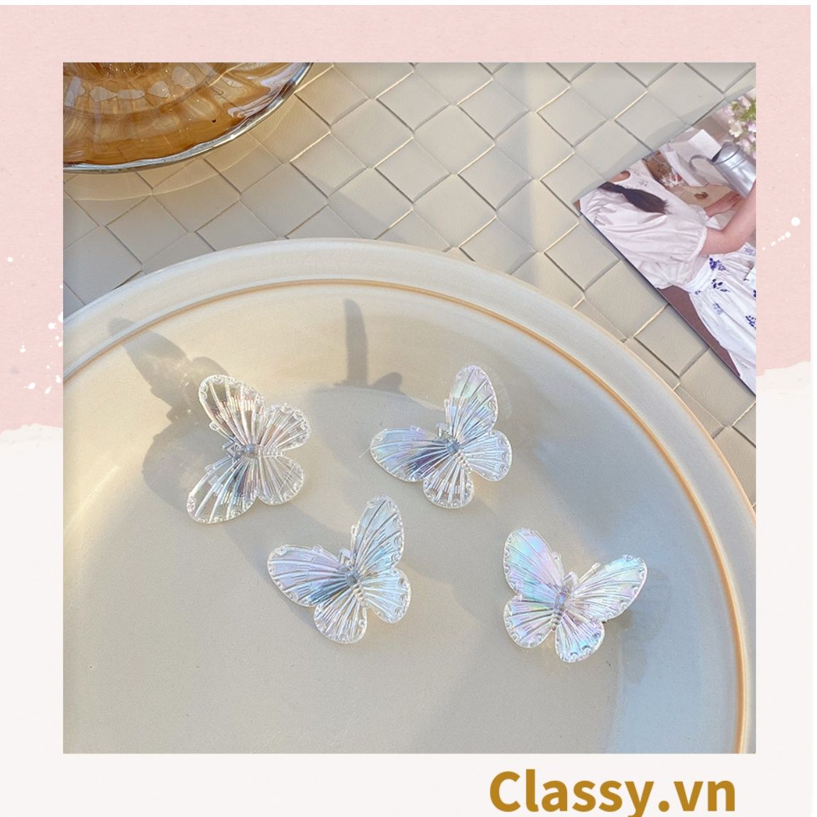Classy Kẹp tóc mái hình bướm, kẹp tóc trang trí, phụ kiện tóc nữ xinh PK1632