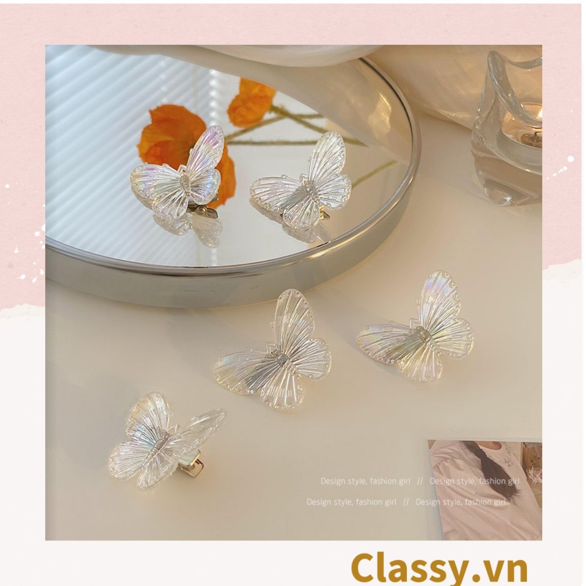 Classy Kẹp tóc mái hình bướm, kẹp tóc trang trí, phụ kiện tóc nữ xinh PK1632
