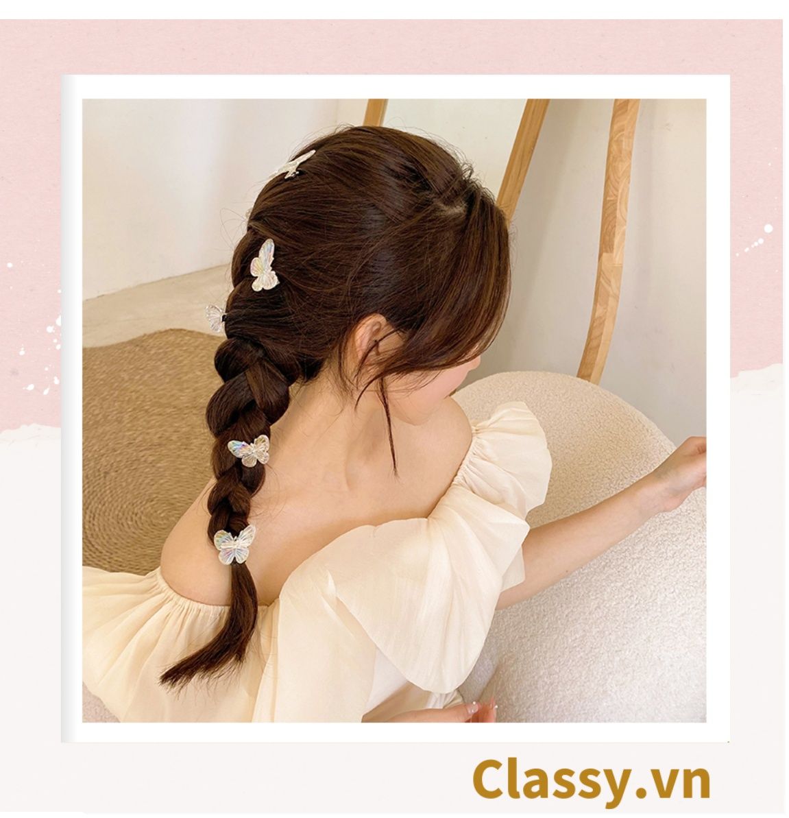 Classy Kẹp tóc mái hình bướm, kẹp tóc trang trí, phụ kiện tóc nữ xinh PK1632