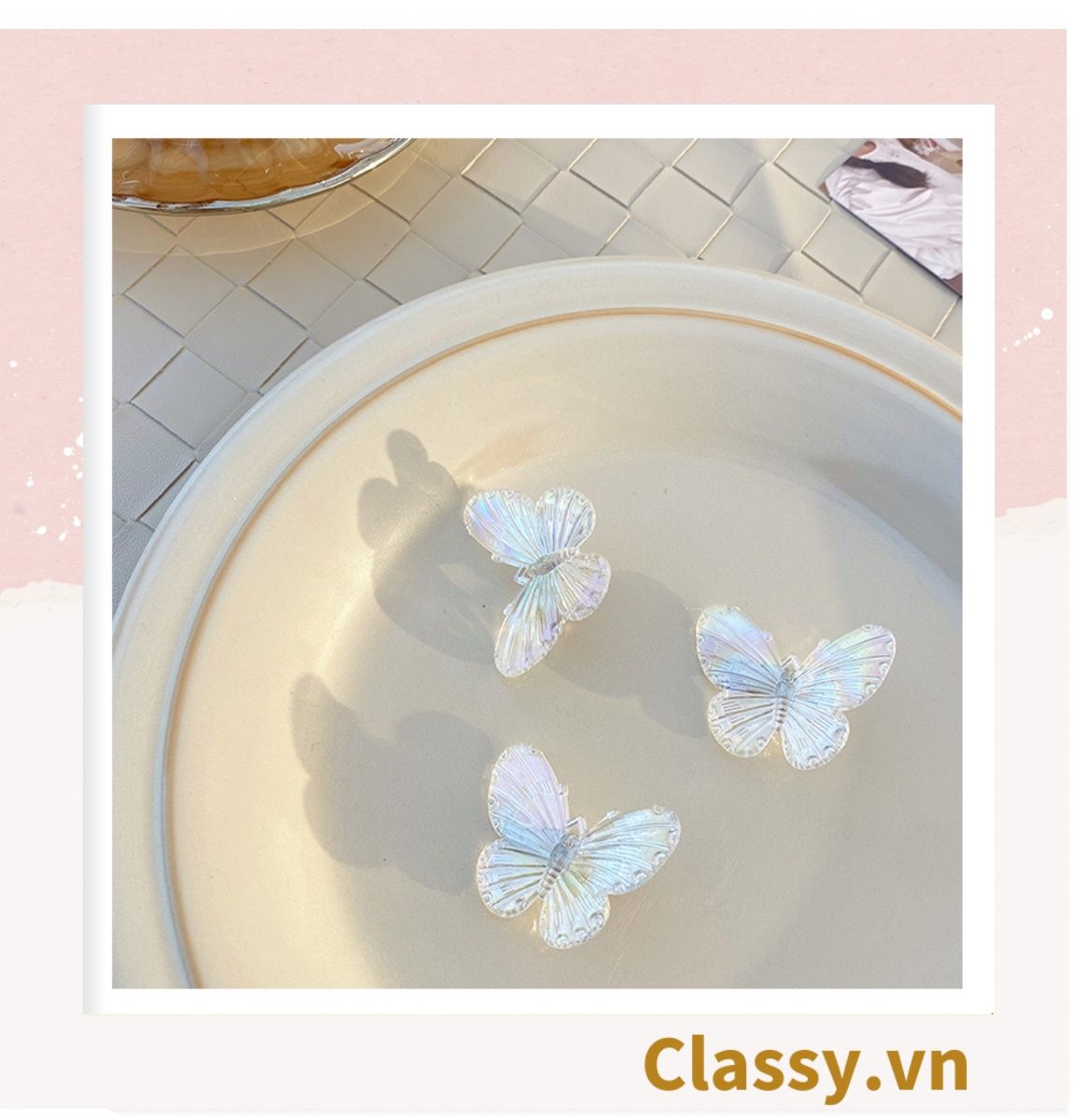 Classy Kẹp tóc mái hình bướm, kẹp tóc trang trí, phụ kiện tóc nữ xinh PK1632