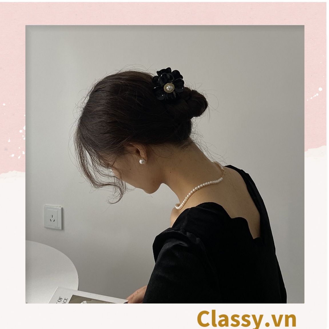 Classy Kẹp hoa đính hạt kiểu dáng sang trọng PK1640