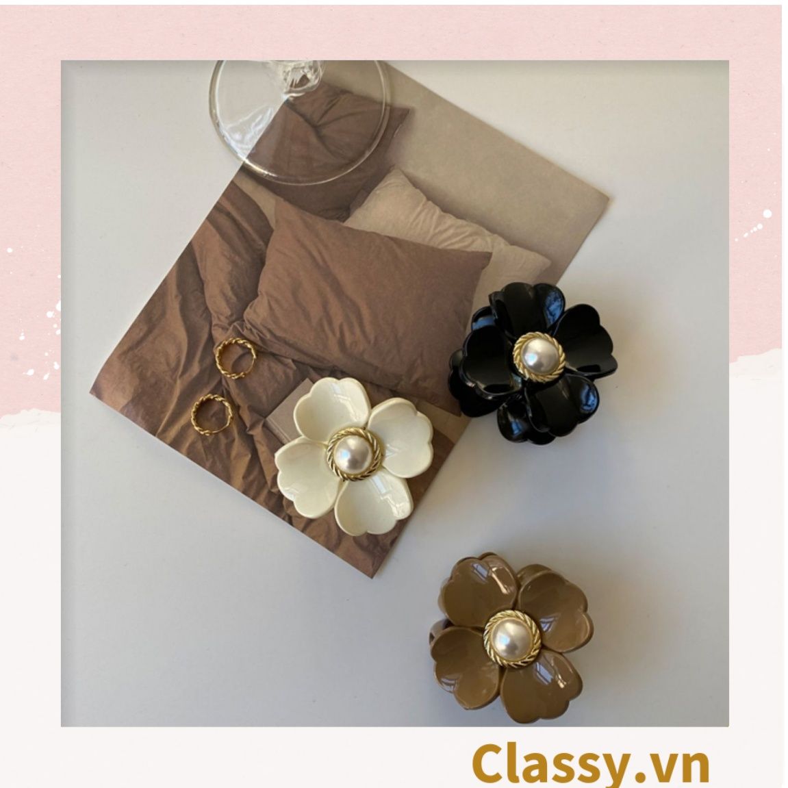 Classy Kẹp hoa đính hạt kiểu dáng sang trọng PK1640