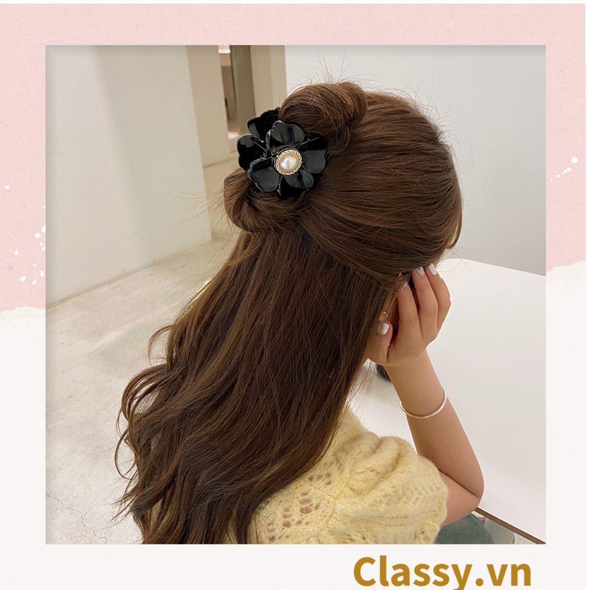 Classy Kẹp hoa đính hạt kiểu dáng sang trọng PK1640
