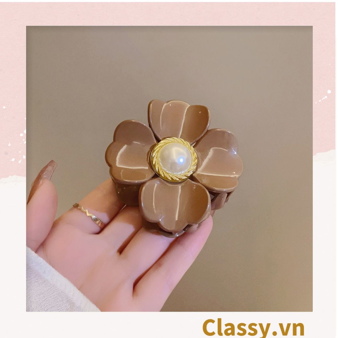 Classy Kẹp hoa đính hạt kiểu dáng sang trọng PK1640