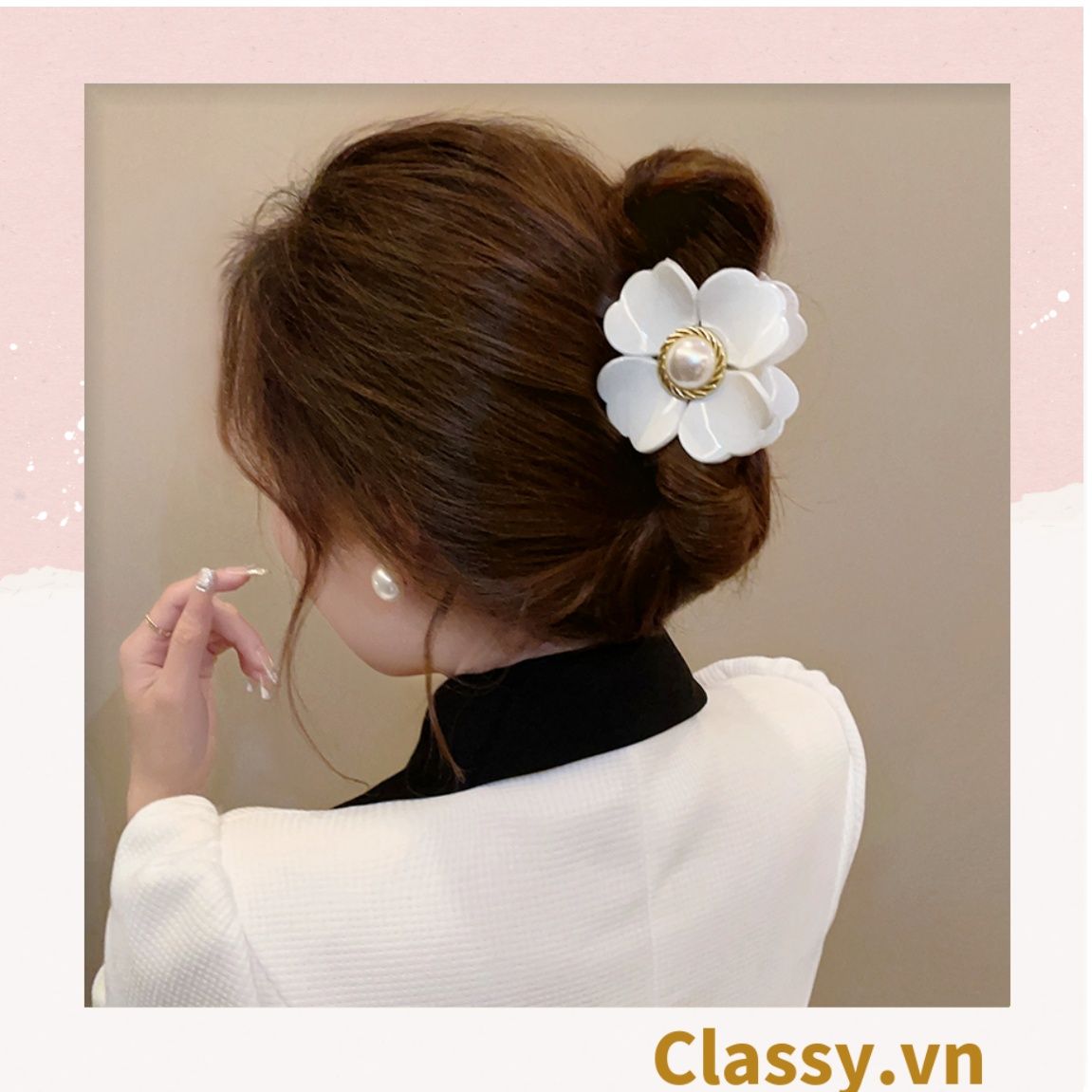 Classy Kẹp hoa đính hạt kiểu dáng sang trọng PK1640