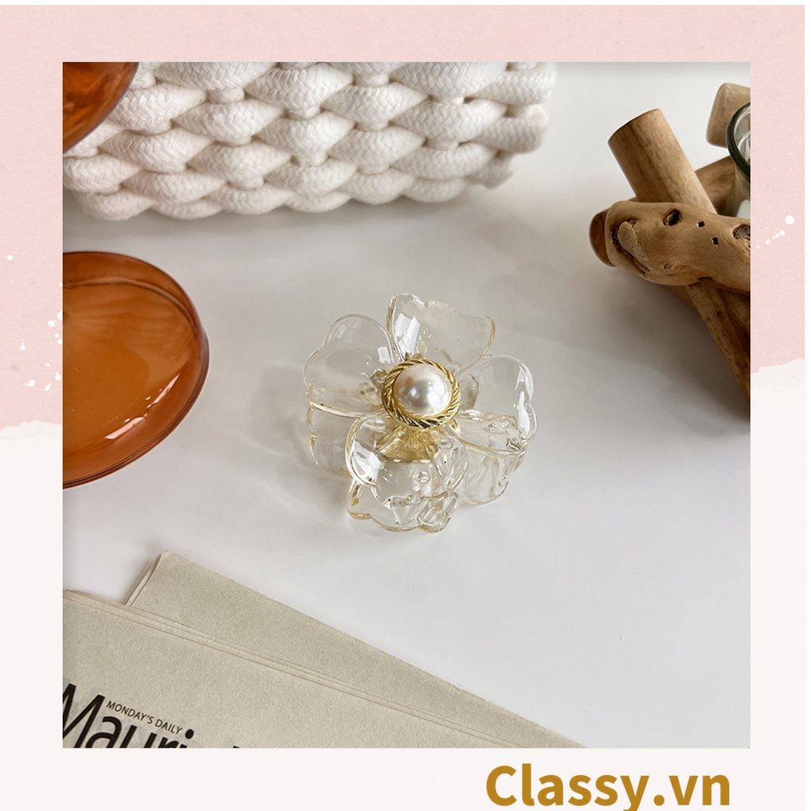 Classy Kẹp hoa đính hạt kiểu dáng sang trọng PK1640