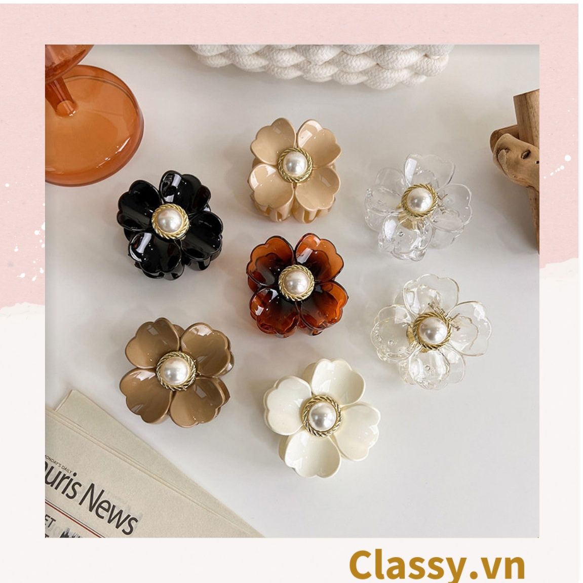 Classy Kẹp hoa đính hạt kiểu dáng sang trọng PK1640