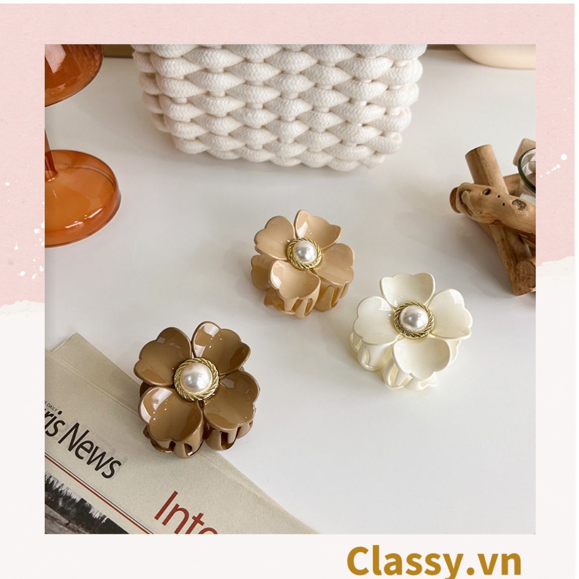 Classy Kẹp hoa đính hạt kiểu dáng sang trọng PK1640