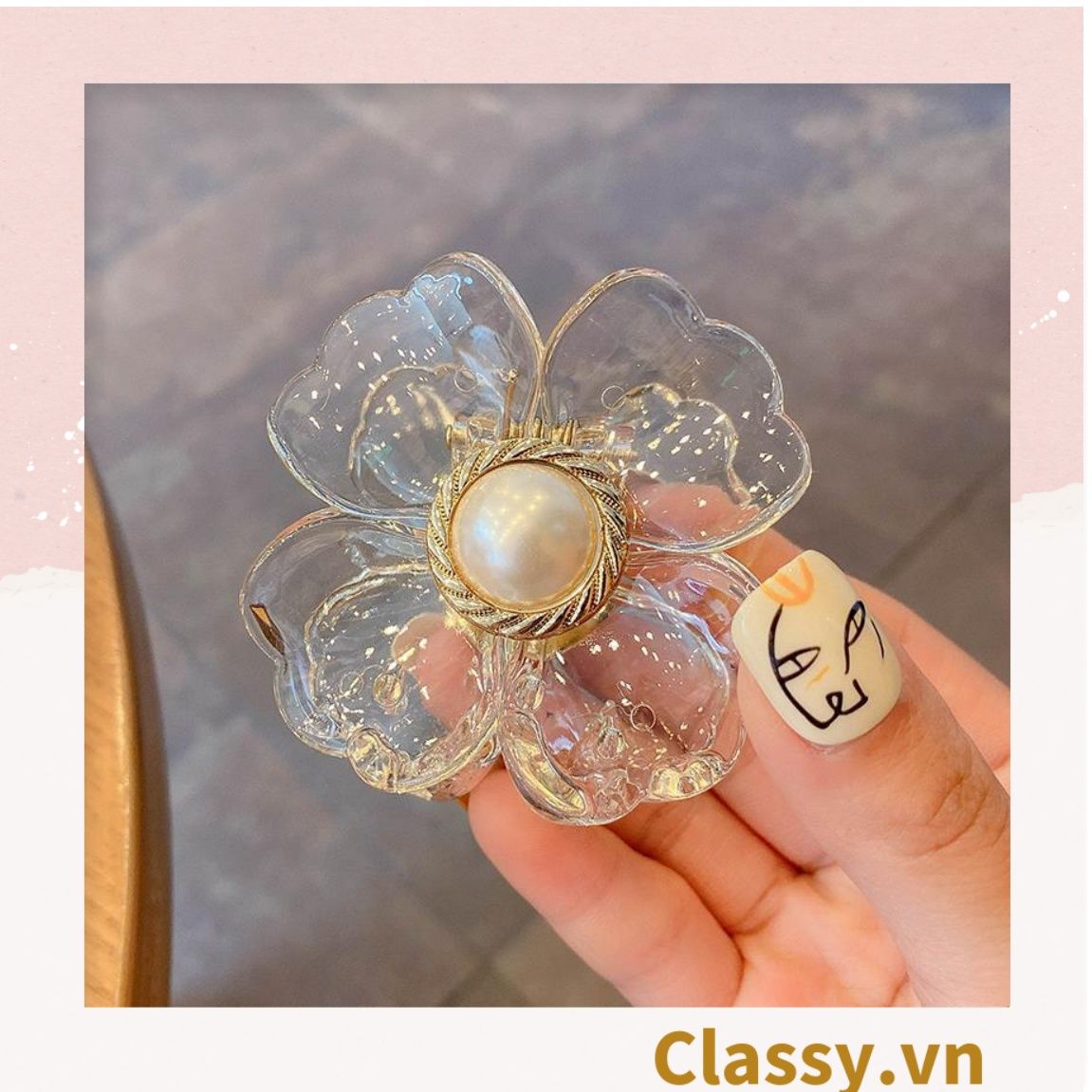 Classy Kẹp hoa đính hạt kiểu dáng sang trọng PK1640