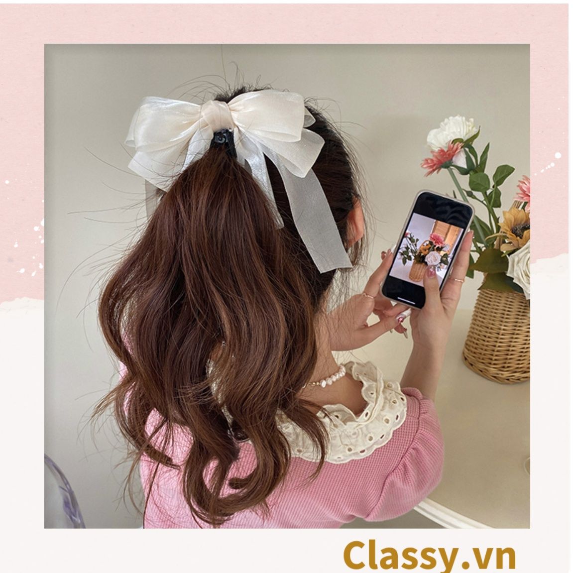 Classy Kẹp tóc đính nơ kiểu dáng sang trọng PK1641