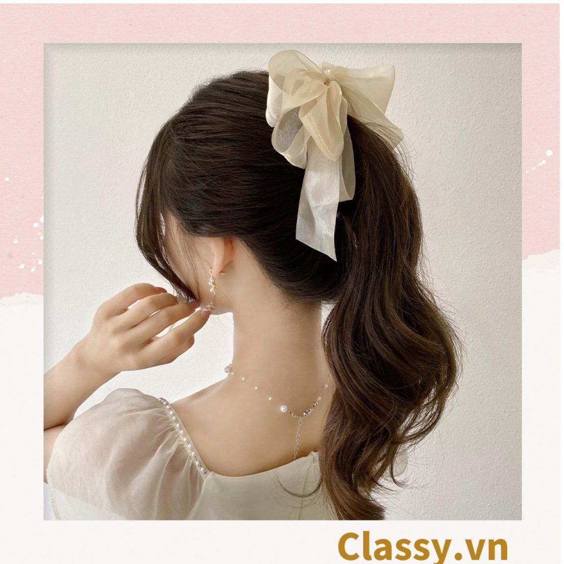 Classy Kẹp tóc đính nơ kiểu dáng sang trọng PK1641