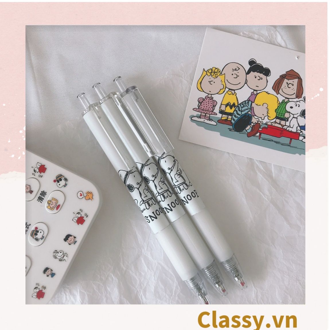 Classy Bút Bi Mực Đen/Trắng Ngòi 0.5mm xây dựng phim hoạt hình cún Snoopy xinh tươi tiện tích Cho Văn Phòng PK1649