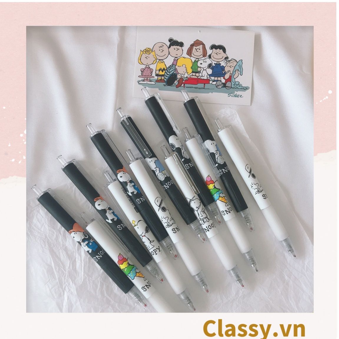 Classy Bút Bi Mực Đen/Trắng Ngòi 0.5mm xây dựng phim hoạt hình cún Snoopy xinh tươi tiện tích Cho Văn Phòng PK1649