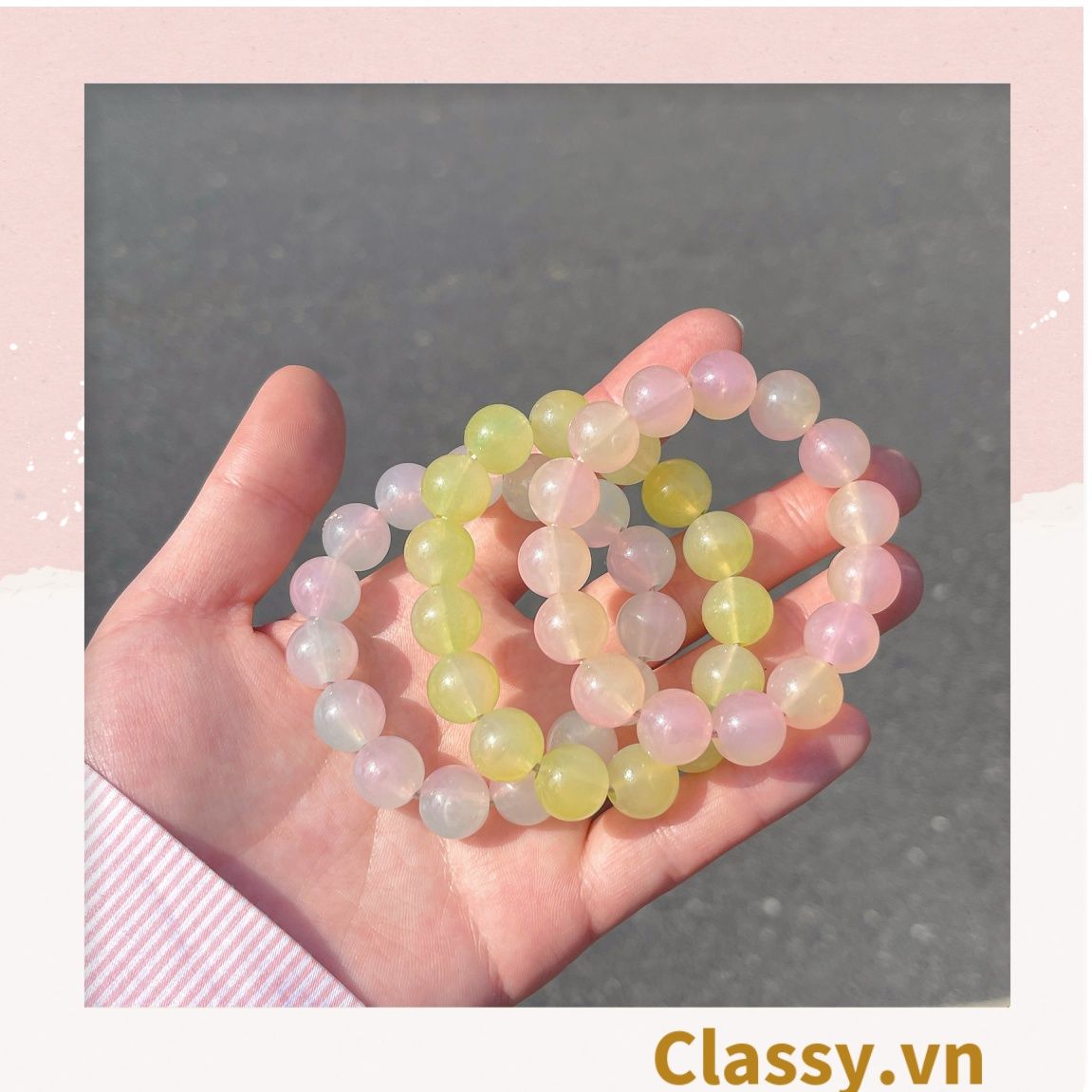 Classy Vòng tay chuyển màu Tự Nhiên Đá Khoáng hạt đá mặt trăng co giãn Trang Sức May Mắn xinh xắn cho nữ sinh PK1654