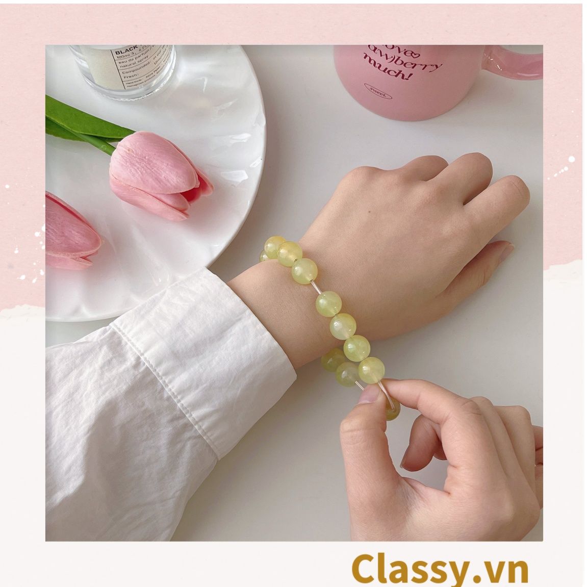  Classy Vòng tay chuyển màu Tự Nhiên Đá Khoáng  hạt đá mặt trăng co giãn Trang Sức May Mắn  xinh xắn cho nữ sinh PK1654 