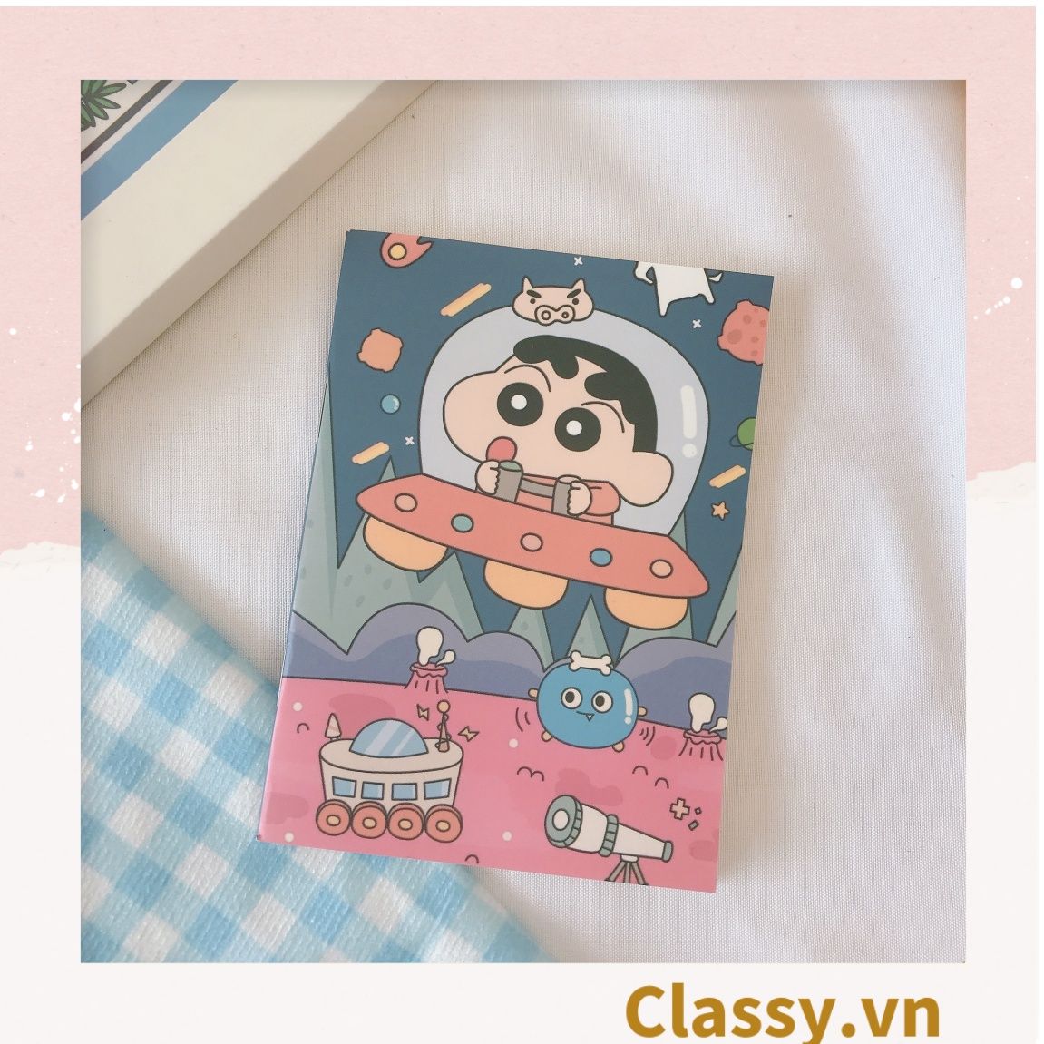 Sổ tay mini size a7, họa tiết hoạt hình ngẫu nhiên thỏ, cún hoặc bé Shin công thức tiện lợi mang theo bên người PK1655
