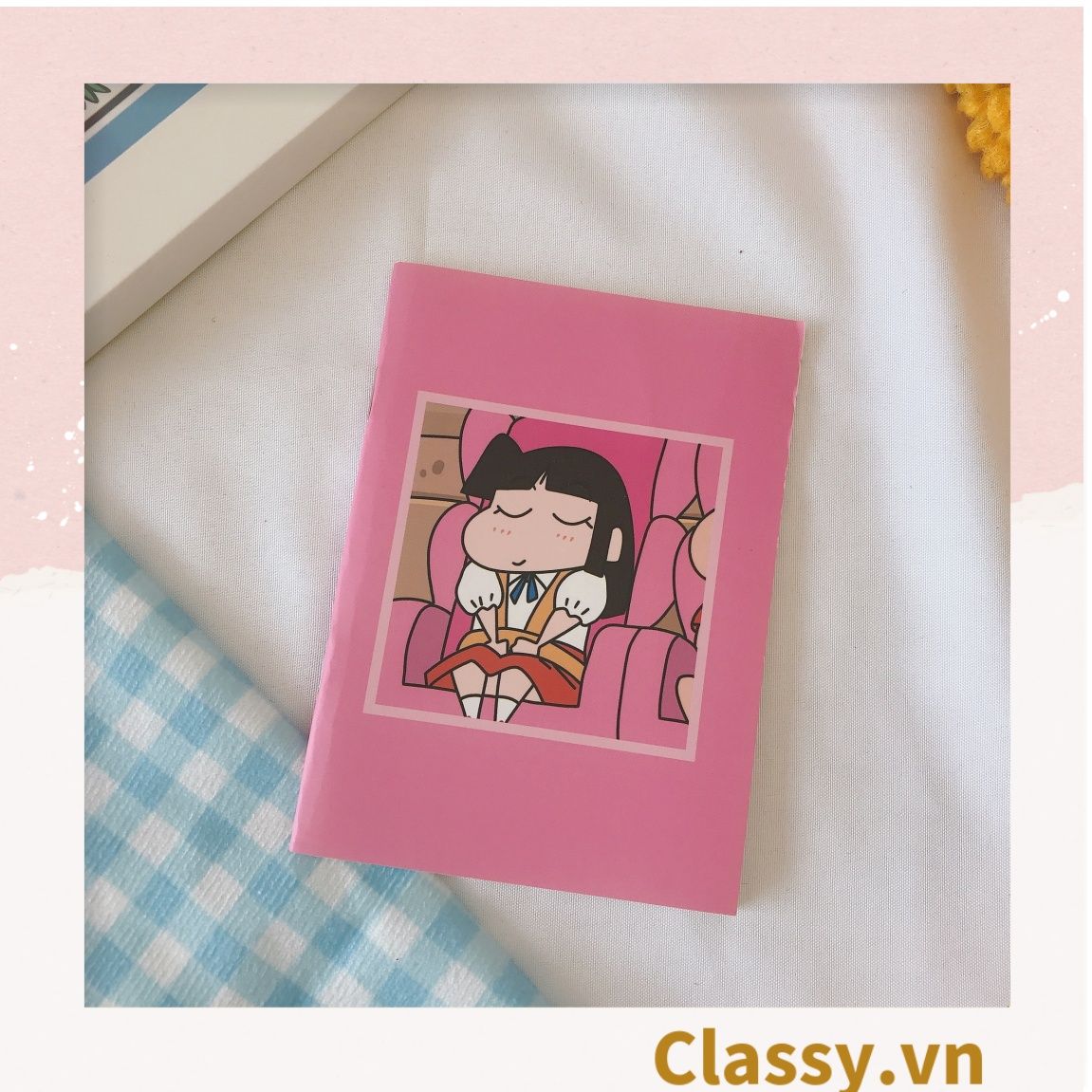 Sổ tay mini size a7, họa tiết hoạt hình ngẫu nhiên thỏ, cún hoặc bé Shin công thức tiện lợi mang theo bên người PK1655