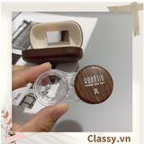  Classy Hộp đựng kính áp tròng màu gỗ kèm gương 1 khay đựng lens, có gương soi giả gỗ rất sang trọng PK1658 