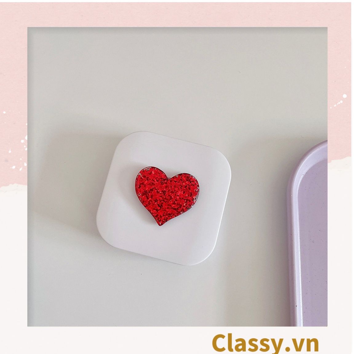 Classy Hộp đựng kính áp tròng 2 màu đen trắng đính hạt bling bling, họa tiết trái tim PK1670 | Hộp đựng kính áp tròng