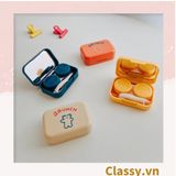  Hộp đựng kính áp tròng kèm gương nhiều màu sắc in hình gấu cute 1 khay đựng lens PK1671 