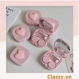  Classy Hộp đựng kính áp tròng tông màu pastel nhẹ nhàng, họa tiết trái tim PK1673 | Hộp đựng kính áp tròng 