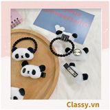  Dây cột tóc hoặc kẹp tóc hình Gấu Panda màu đen lông trắng Hoa Hoa PK1675 