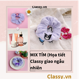  Dây cột tóc scrunchies bằng bằng lông, đính họa tiết hoạt hình cún, gấu giao ngẫu nhiên mix hàn quốc dành cho nữ PK1676 