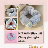  Dây cột tóc scrunchies bằng bằng lông, đính họa tiết hoạt hình cún, gấu giao ngẫu nhiên mix hàn quốc dành cho nữ PK1676 