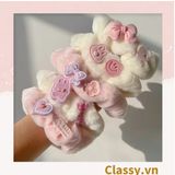  Dây cột tóc scrunchies bằng bằng lông, đính họa tiết hoạt hình cún, gấu giao ngẫu nhiên mix hàn quốc dành cho nữ PK1676 