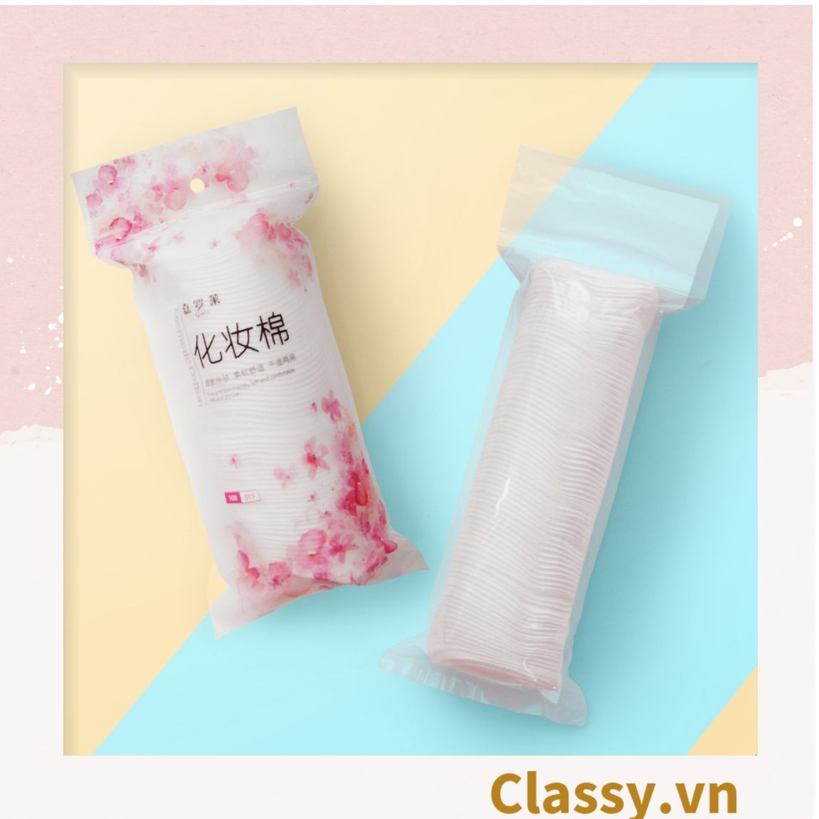  120 miếng Bông Tẩy Trang Cotton Pads Classy chất liệu Cotton bỏ túi du lịch tiện lợi đựng trong hộp nhựa PK1684 