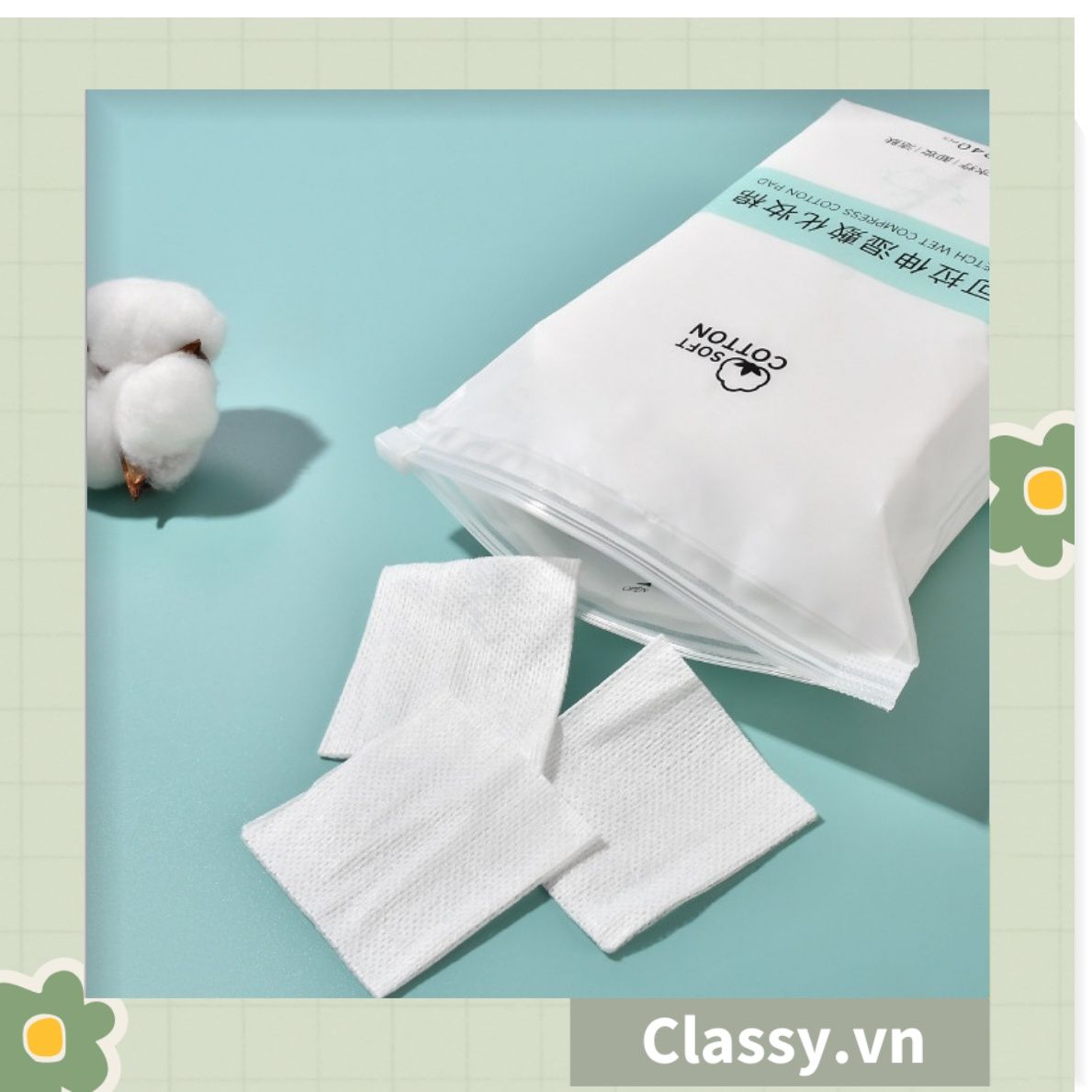 120 miếng Bông Tẩy Trang Cotton Pads Classy chất liệu Cotton bỏ túi du lịch tiện lợi đựng trong hộp nhựa PK1684