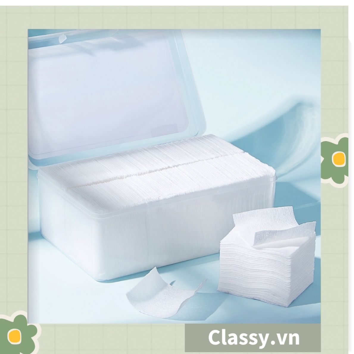  120 miếng Bông Tẩy Trang Cotton Pads Classy chất liệu Cotton bỏ túi du lịch tiện lợi đựng trong hộp nhựa PK1684 