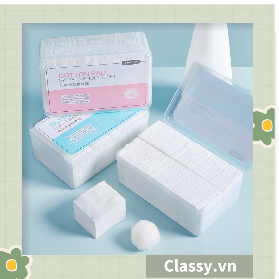  120 miếng Bông Tẩy Trang Cotton Pads Classy chất liệu Cotton bỏ túi du lịch tiện lợi đựng trong hộp nhựa PK1684 