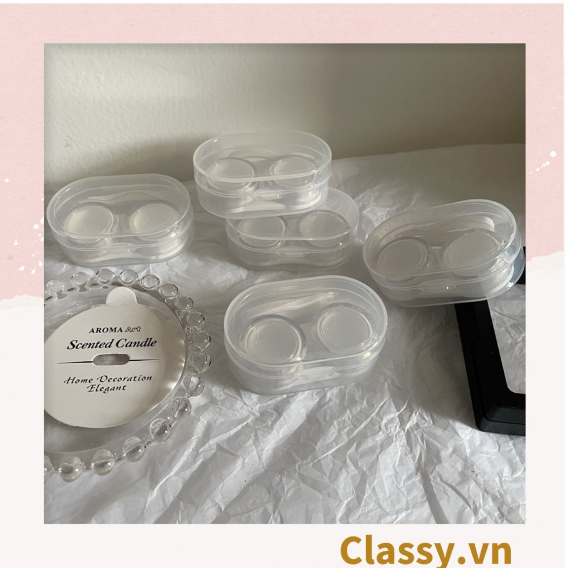 Classy Hộp đựng kính áp tròng đơn sắc tối giản dành cho các bạn nữ yêu thích style minimalism PK1691