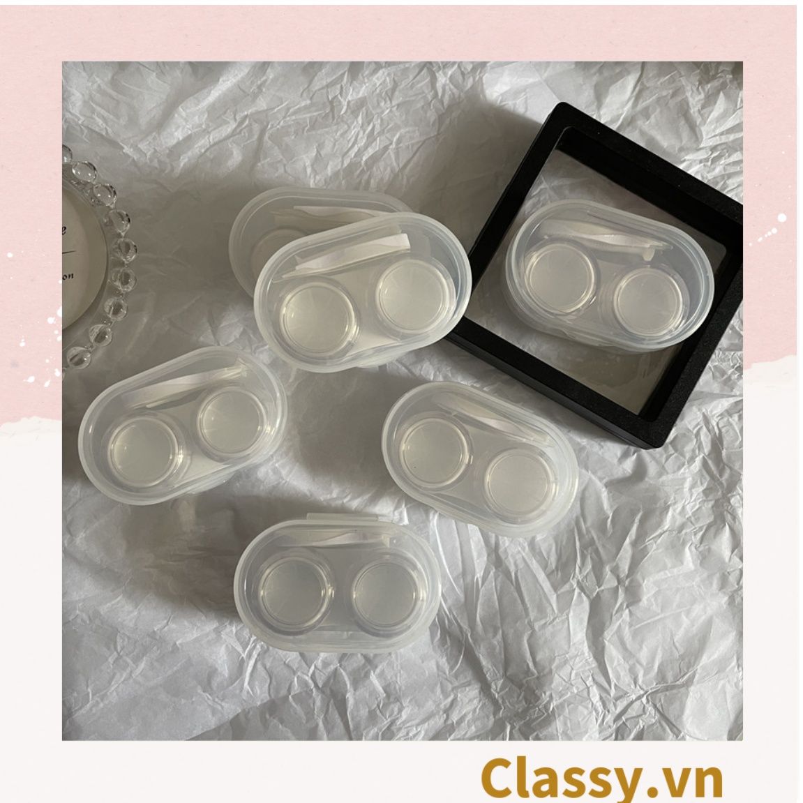 Classy Hộp đựng kính áp tròng đơn sắc tối giản dành cho các bạn nữ yêu thích style minimalism PK1691
