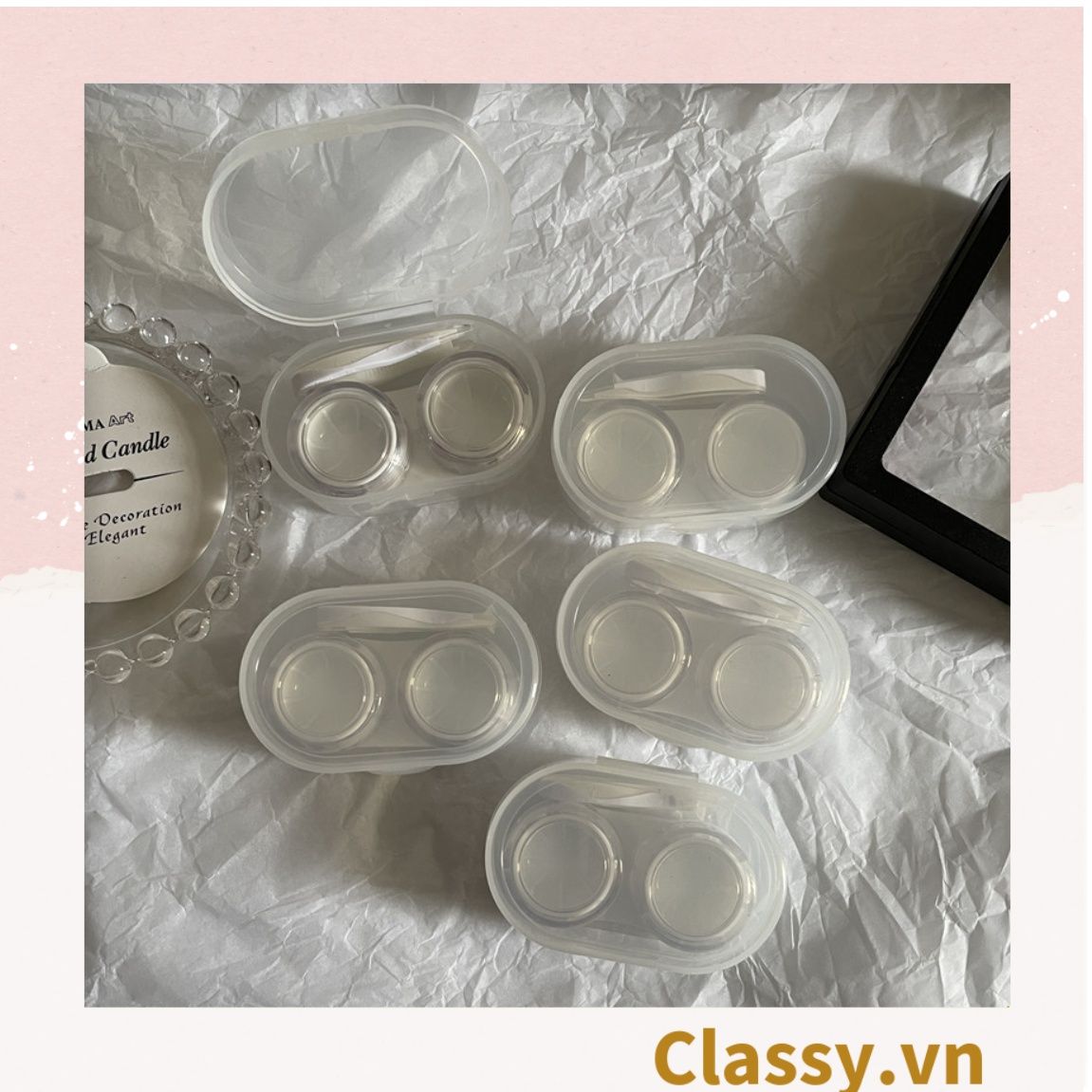 Classy Hộp đựng kính áp tròng đơn sắc tối giản dành cho các bạn nữ yêu thích style minimalism PK1691