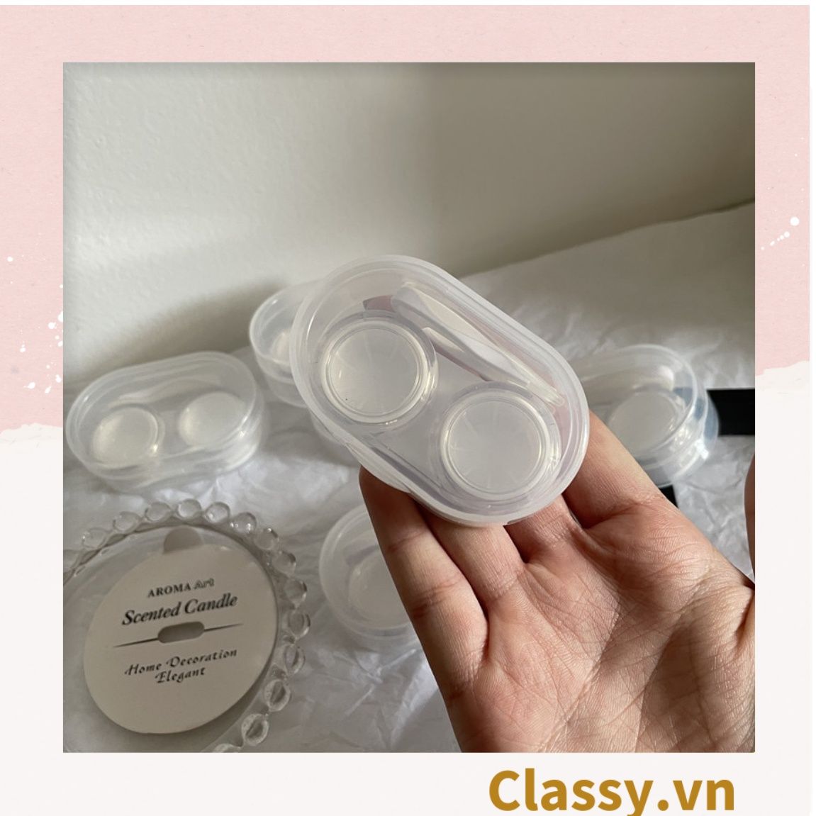 Classy Hộp đựng kính áp tròng đơn sắc tối giản dành cho các bạn nữ yêu thích style minimalism PK1691