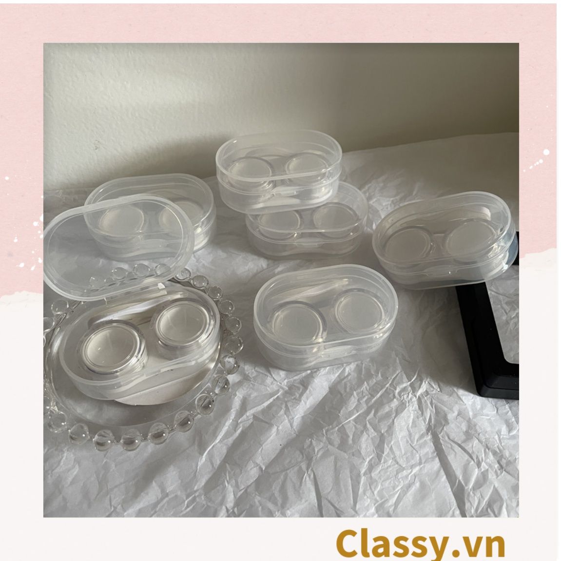 Classy Hộp đựng kính áp tròng đơn sắc tối giản dành cho các bạn nữ yêu thích style minimalism PK1691