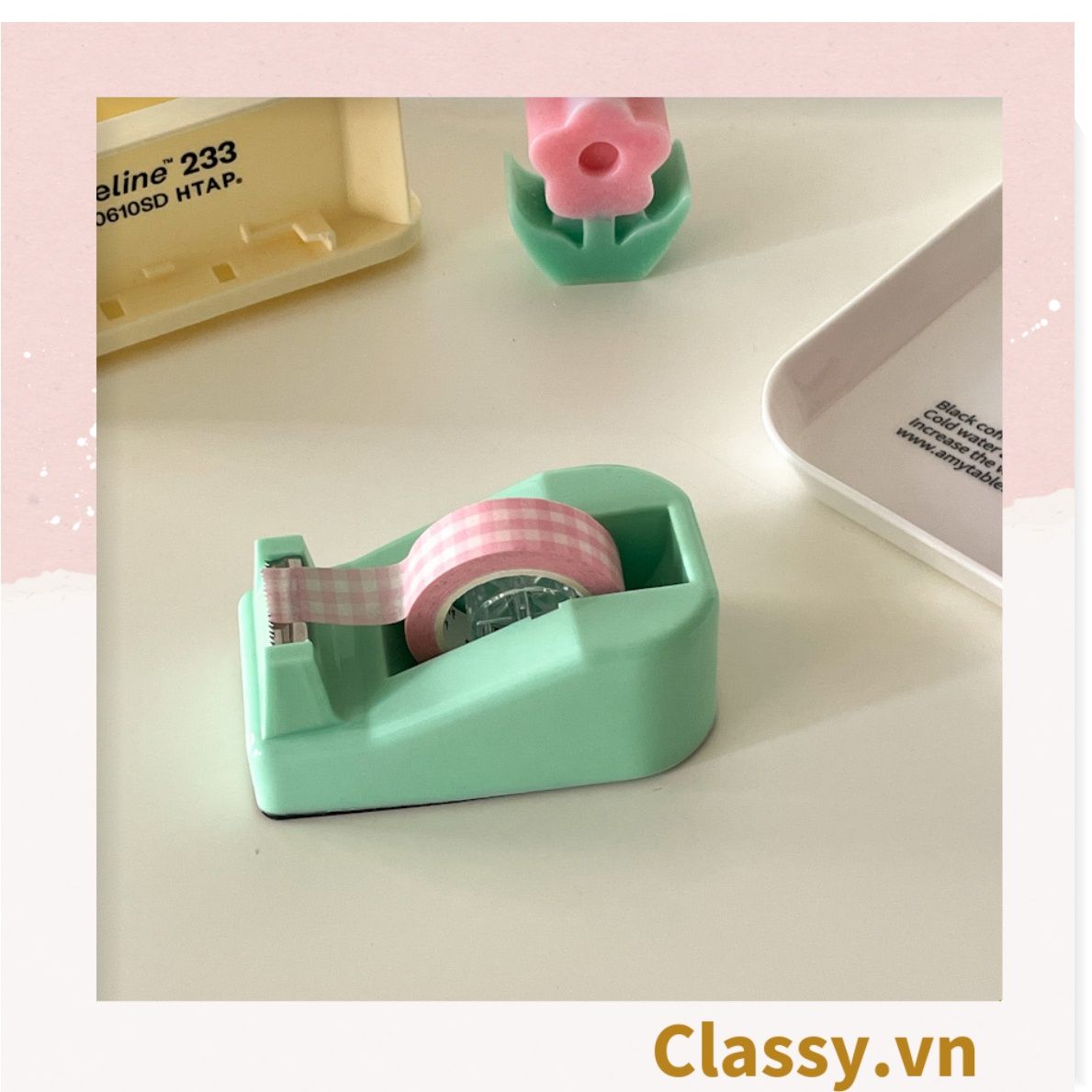 Bàn Cắt Băng Keo Để Bàn, Dùng Cho Băng Keo nhỏ 1Cm - 5Cm màu pastel PK1707