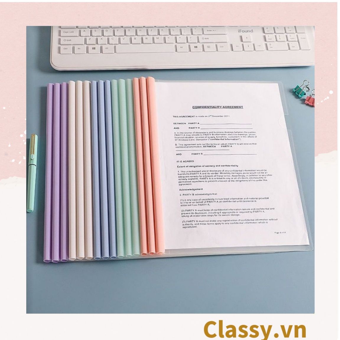COMBO 10 chiếc Kẹp tài liệu, rút gáy kẹp giấy Bìa kẹp tài liệu a4 (10 cái ) PK1708