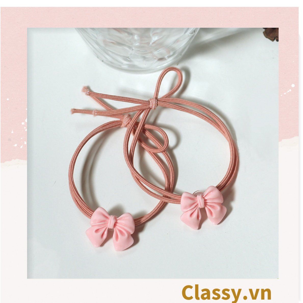 01 dây cột tóc buộc tóc đính hình hoa hồng dịu dàng xinh xắn, chất liệu bền cột rất chắc PK1711