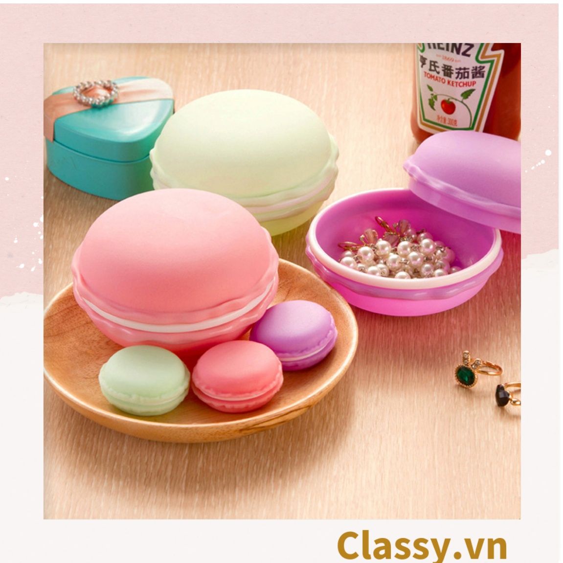  Hộp đựng trang sức, bông tai khuyên tai hoặc phụ kiện hoặc tai nghe hình bánh Macaron PK1713 