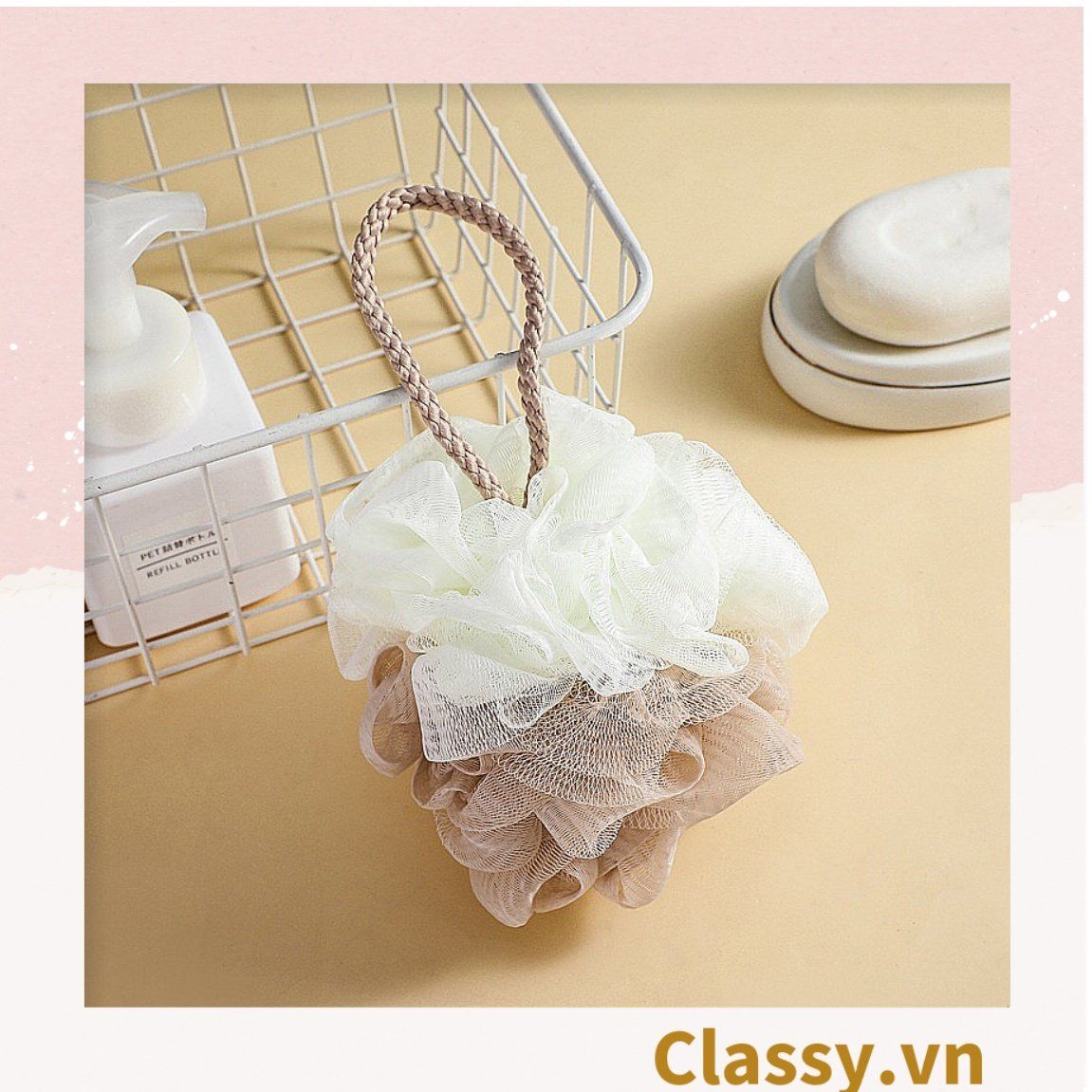 Bông tắm tạo bọt nhà tắm 2 màu kích thước lớn phù hợp vệ sinh cơ thể hàng ngày PK1717