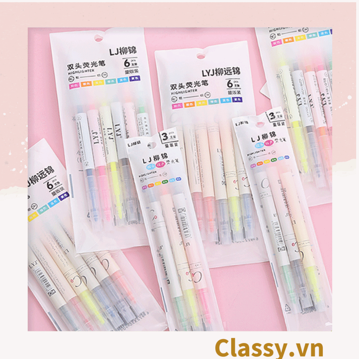 Bộ 6 màu Bút màu highlighter pastel, hỗ trợ học tập làm việc hiệu quả cho học sinh sinh viên nhân viên văn phòng PK1718