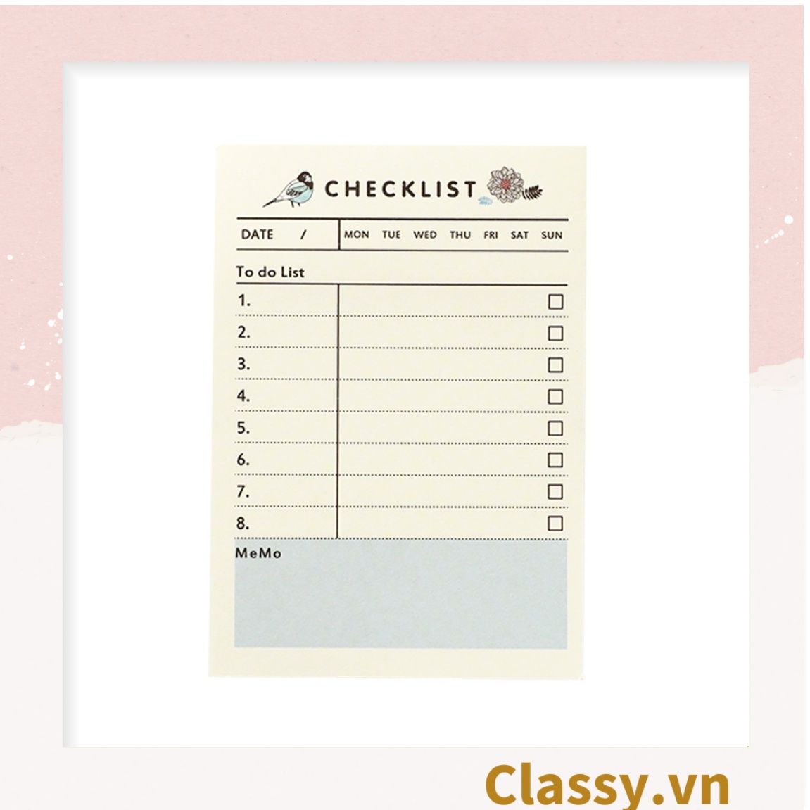  60 miếng Classy Planner và Checklist phiên bản layout tuần, tháng chia khung cho học sinh, nhân viên văn phòng PK1723 