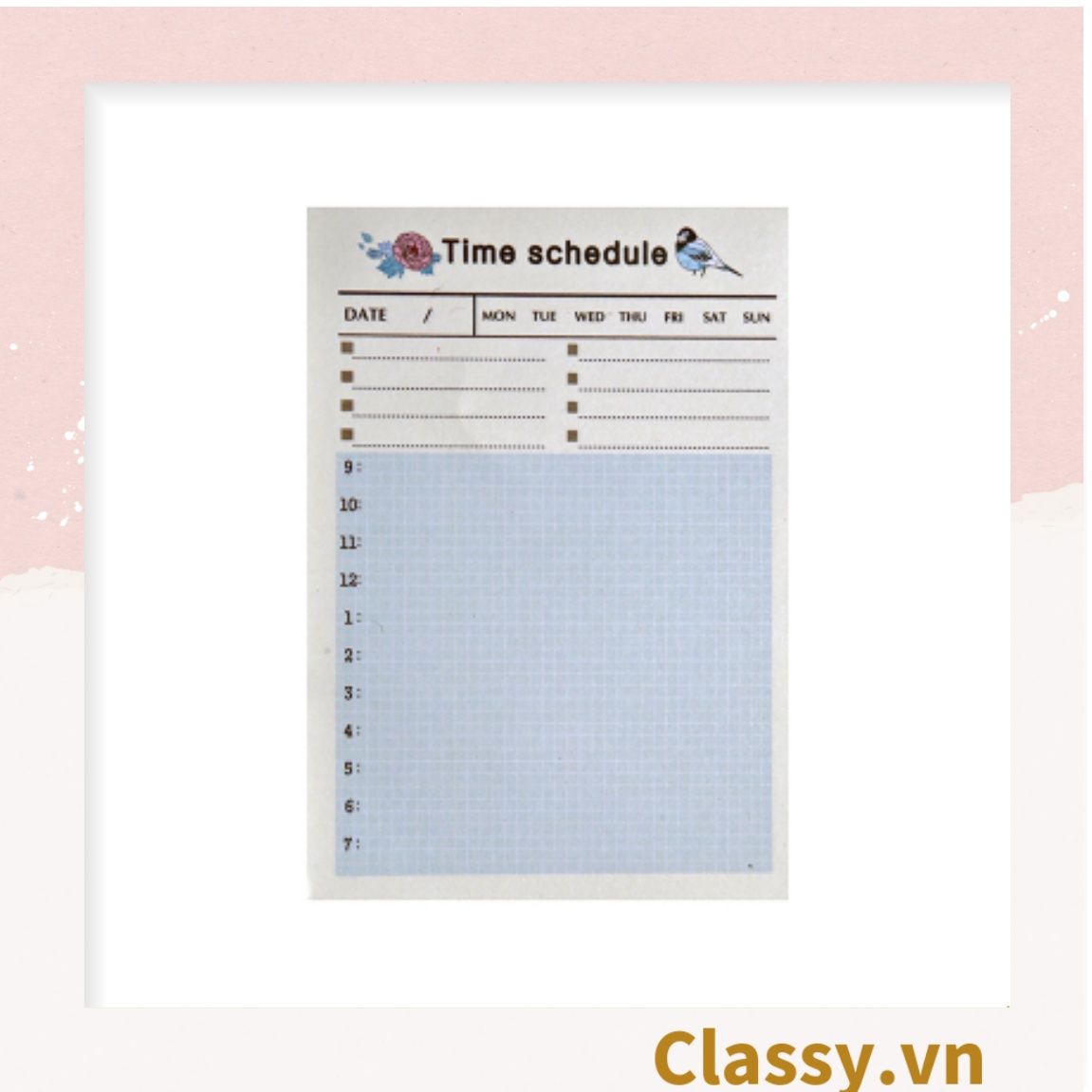  60 miếng Classy Planner và Checklist phiên bản layout tuần, tháng chia khung cho học sinh, nhân viên văn phòng PK1723 