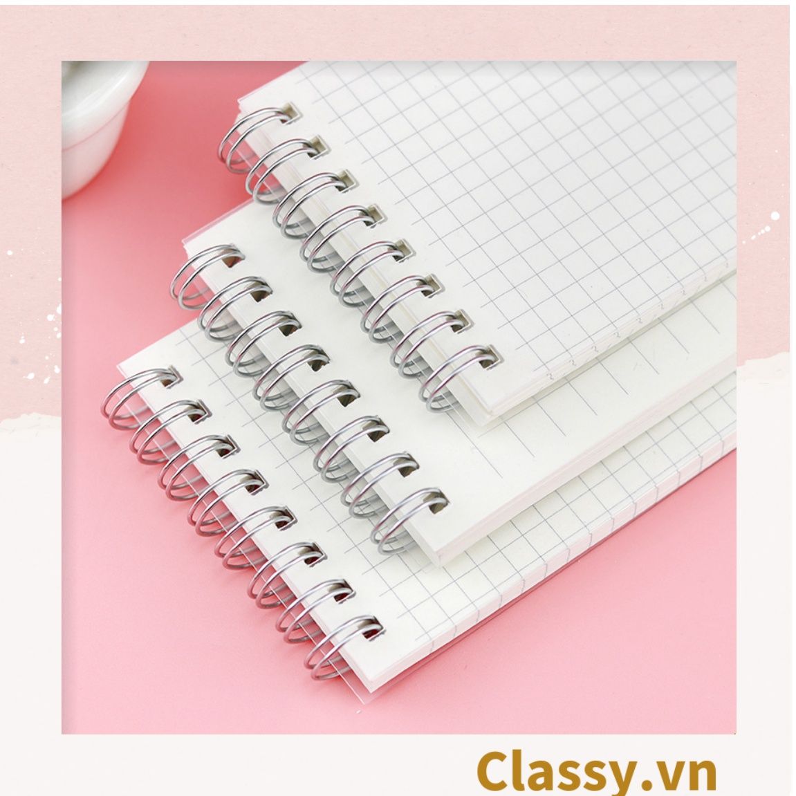 Sổ Grid kích thước a5 hoặc a6 bìa trong suốt Classy basic dùng để ghi chú, to-do list tiện lợi PK1725