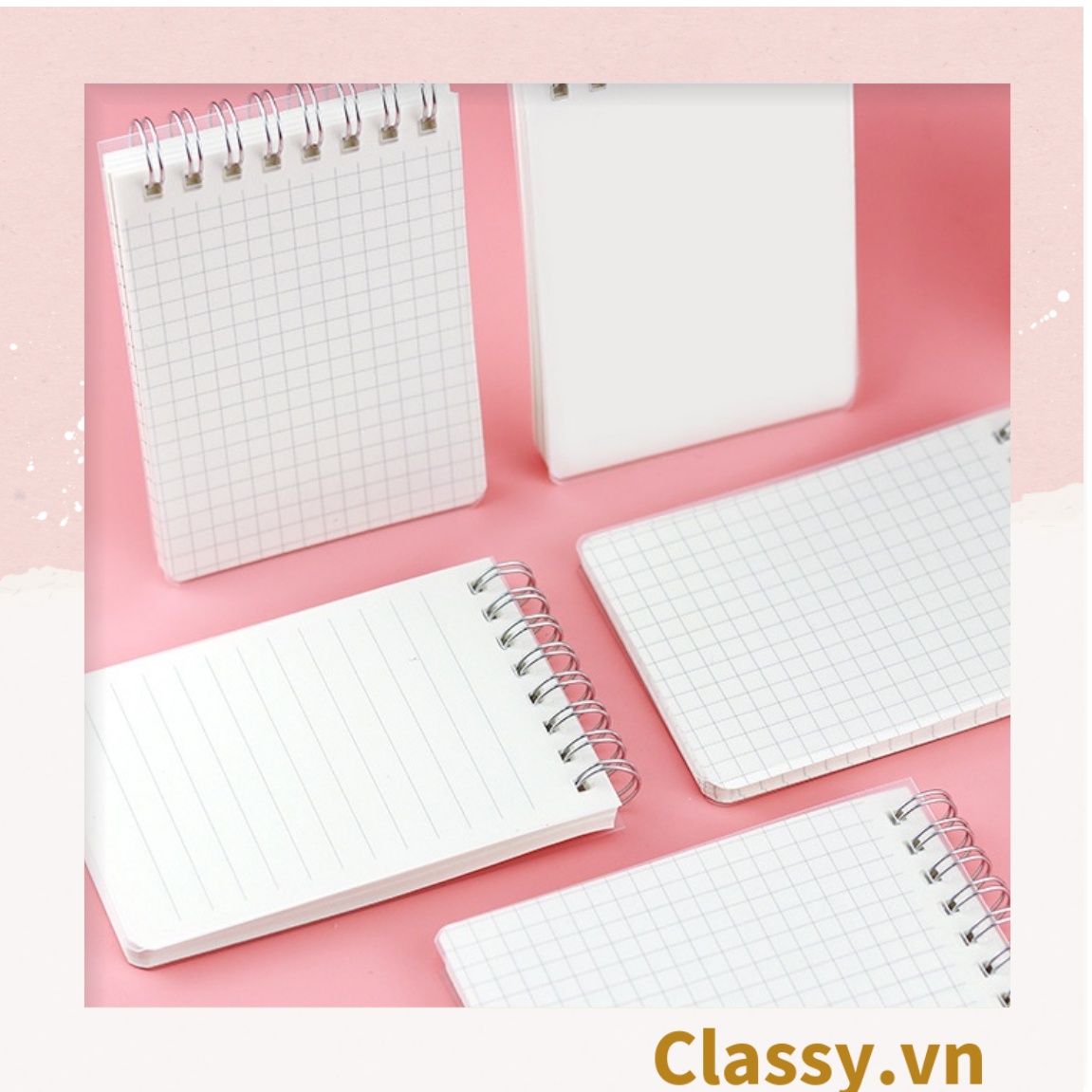 Sổ Grid kích thước a5 hoặc a6 bìa trong suốt Classy basic dùng để ghi chú, to-do list tiện lợi PK1725