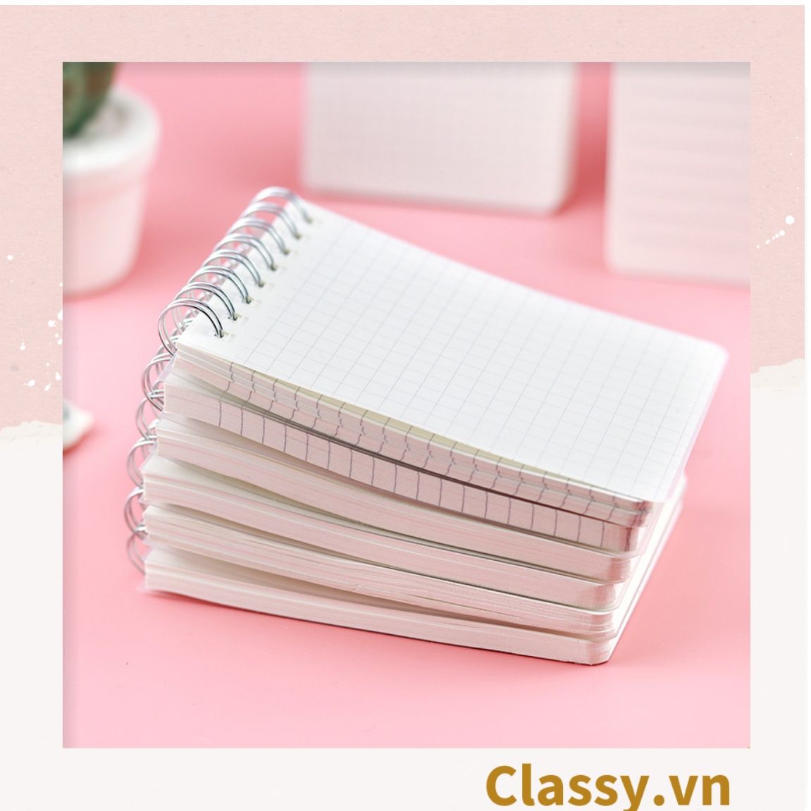 Sổ Grid kích thước a5 hoặc a6 bìa trong suốt Classy basic dùng để ghi chú, to-do list tiện lợi PK1725