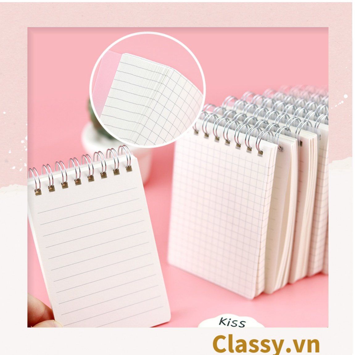 Sổ Grid kích thước a5 hoặc a6 bìa trong suốt Classy basic dùng để ghi chú, to-do list tiện lợi PK1725